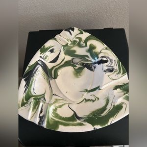 Vintage MCM Green Swirl Abstract Ashtray